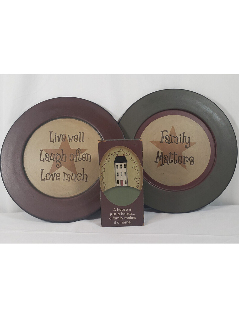 Barbara Lloyd Primitive Country Wall Decor 3 Pc Family Live Laugh Love Signed